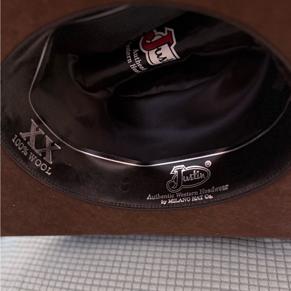 Justin Boots Brown Cowboy Hat with Braided Band - Picture 7 of 9